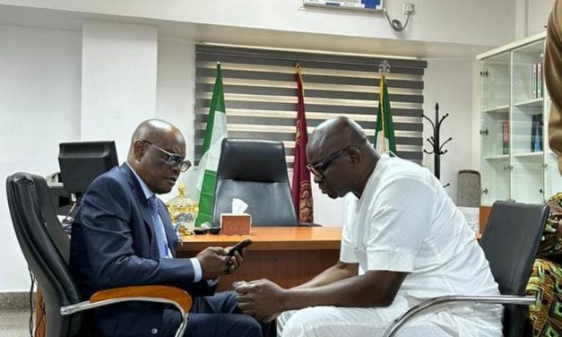 PHOTOS: Wike, Fayose Meet Ahead of Ministerial Screening in Abuja
